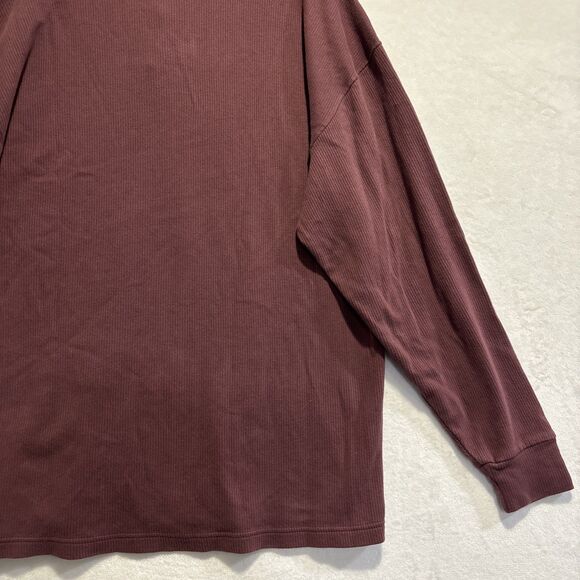 Abercrombie & Fitch Ribbed Soft AF Relaxed Henley Shirt Men's Large Maroon - Picture 11 of 14